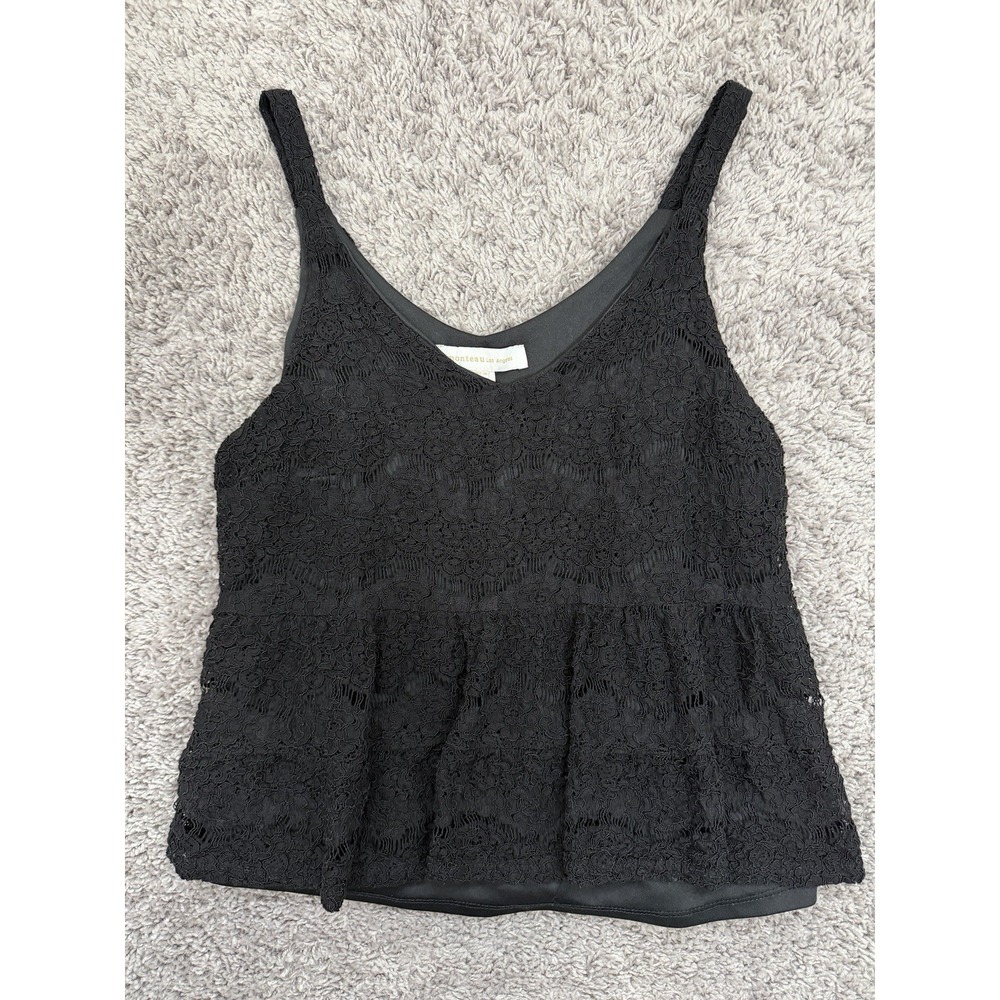 Women's Monteau Los Angeles Laced Tank Top Black Size XL